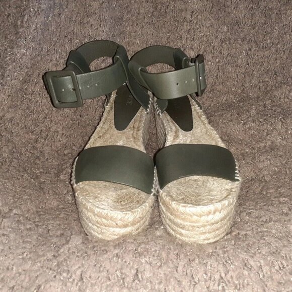 VINCE-Abby-Green Leather Espadrille Platform Sandals-Ankle Strap-Sz 7-Excellent - Picture 3 of 8